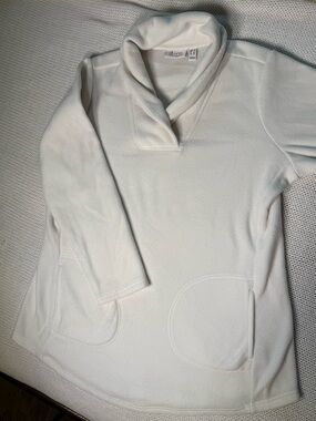 d&co. Cream Cowl-Neck Fleece Tunic Sweater